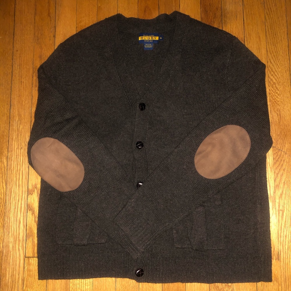 Ralph Lauren Rugby brown cardigan.